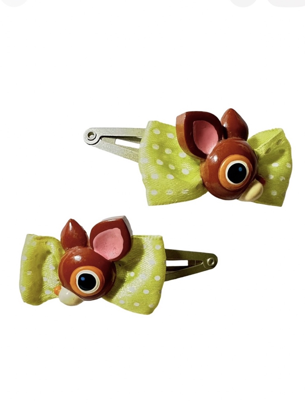 Vintage Deery-Lou Hair Clips Snap Barrettes y2k Sanrio Hello Kitty Deer Bow